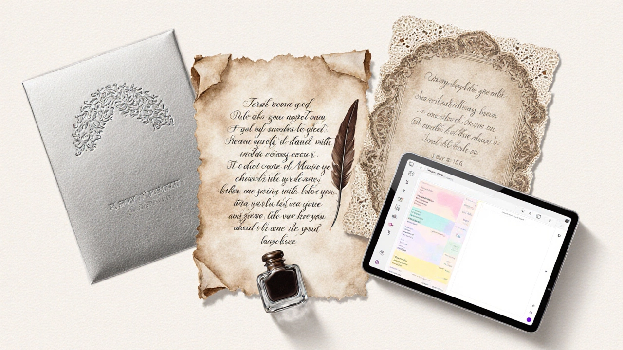 Collage showing four elegant birthday greeting styles: formal, poetic, vintage, modern.