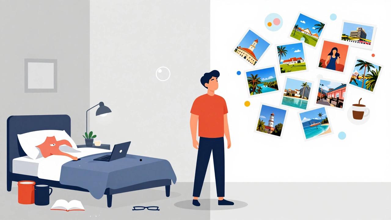 Illustration contrasting messy reality with curated social media highlights