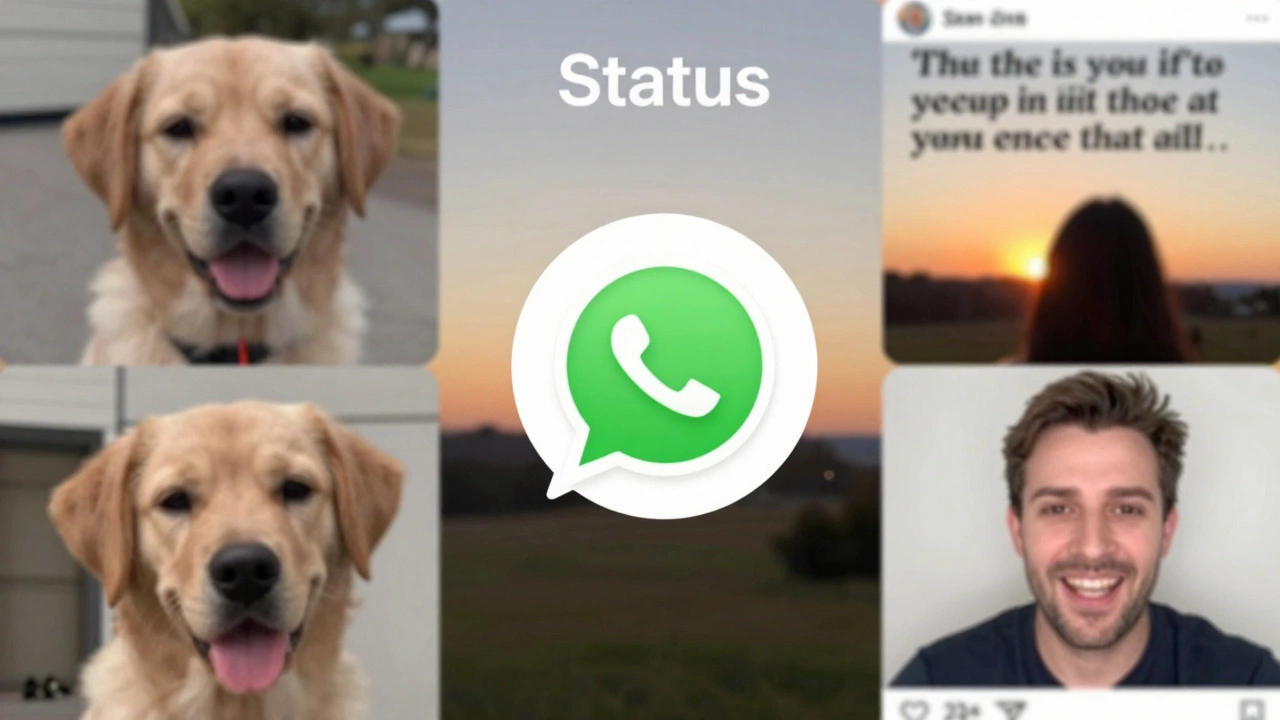 Collage of fleeting WhatsApp status updates and photos