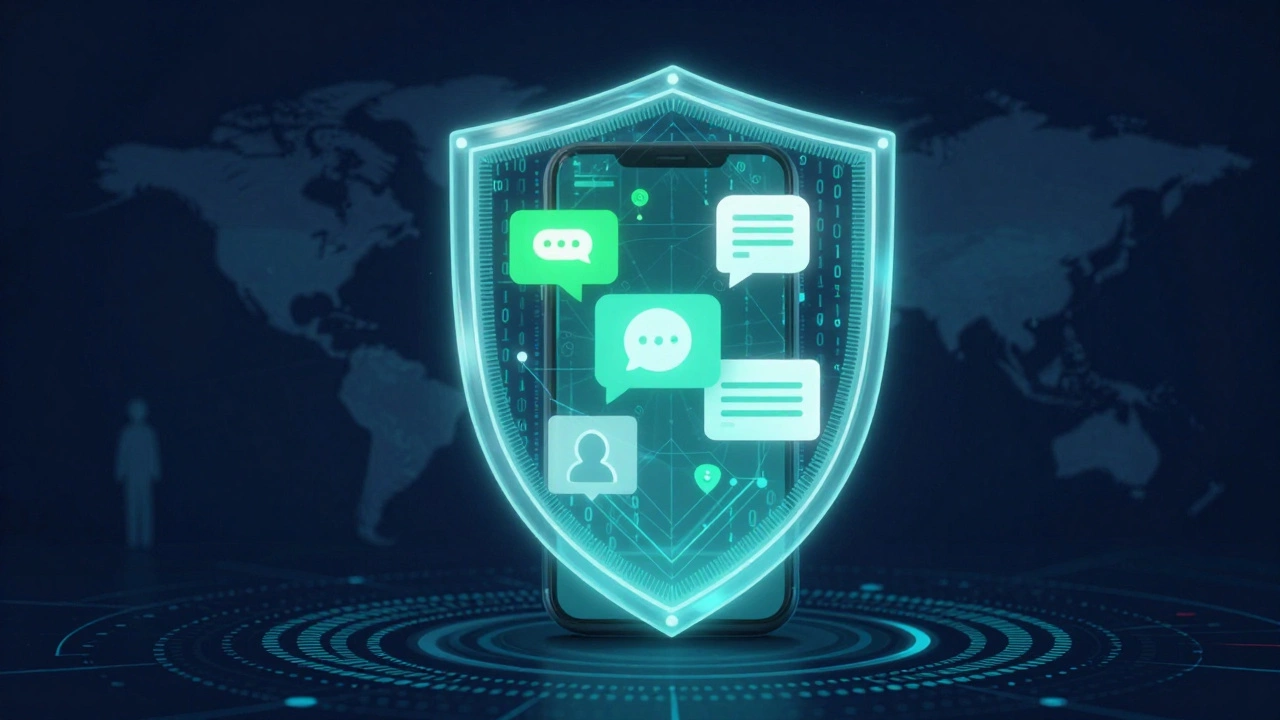 Digital art of encrypted smartphone shield protecting data