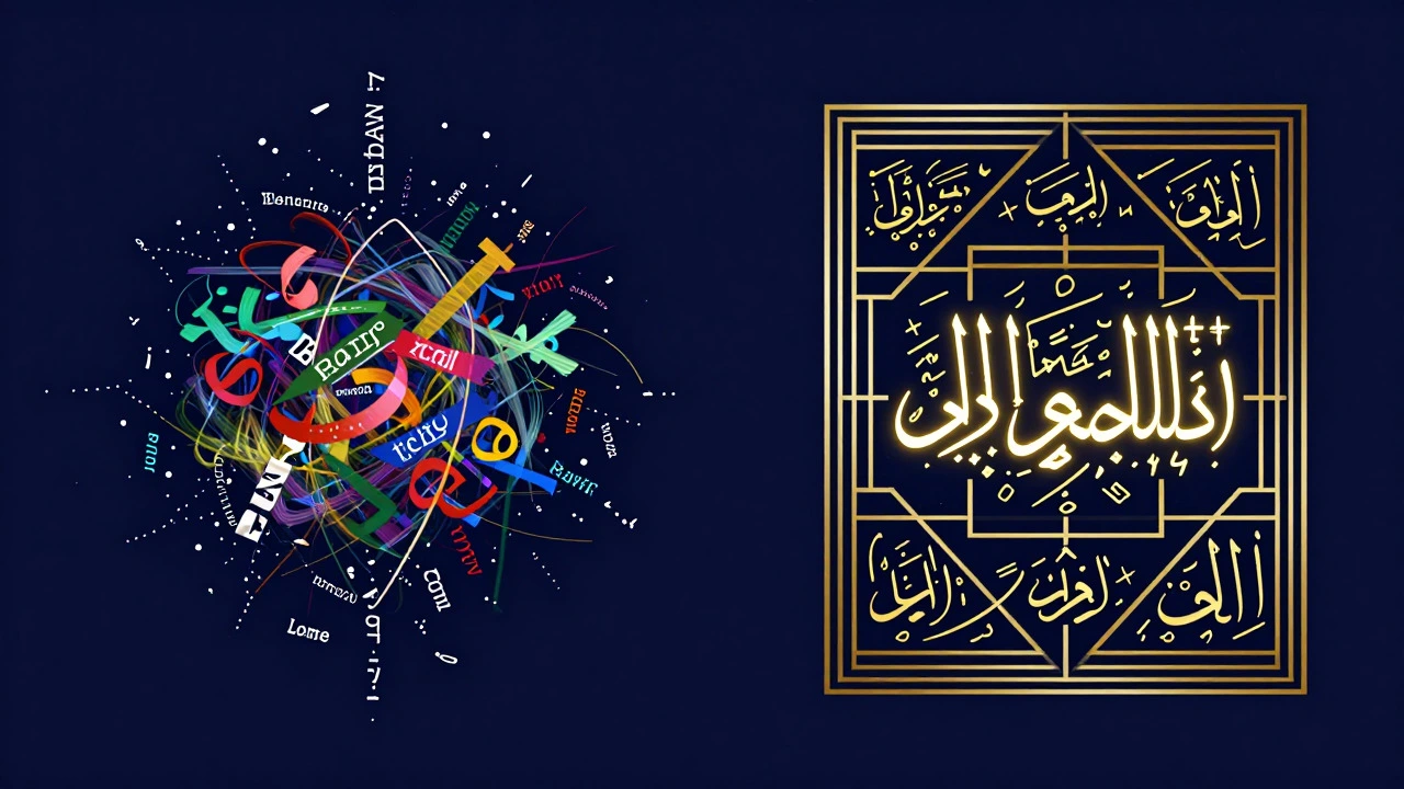 Abstract art contrasting free verse chaos with ghazal structure